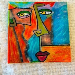 Cubist Original Painting 8”x 8”
